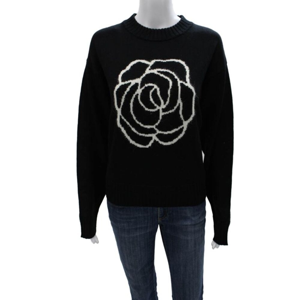 Alashan Women Pullover Wool Floral Crew Neck Long Sleeve Size XL